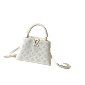 Luxury Louis Vuitton Capucines Mini White Gold hardware Reps