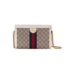 Luxury Gucci Ophidia Mini Textured Leather-trimmed Printed Coated Canvas Shoulder Bag - White Reps