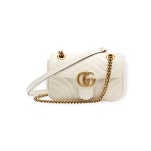 Luxury Gucci G Marmont Quilted Mini Chain Shoulder Bag White Reps