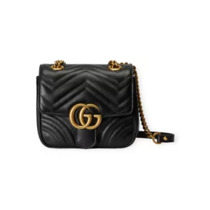 Luxury Gucci G Marmont Quilted Mini Chain Shoulder Bag Black Reps