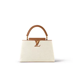 Luxury Louis Vuitton Capucines MM - Caramel Brown Canvas and Taurillon Leather Handbag Reps