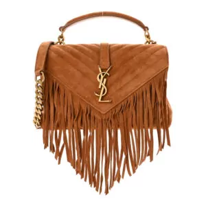 Luxury Saint Laurent Chevron Fringe Monogram Medium College Bag Reps