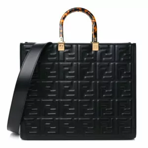 Luxury Fendi Vitello Plexiglass FF Embossed Sunshine Shopper Tote Reps