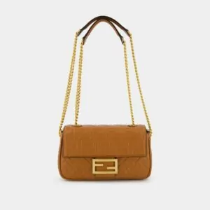 Luxury Fendi Baguette Chain Midi Brown Reps